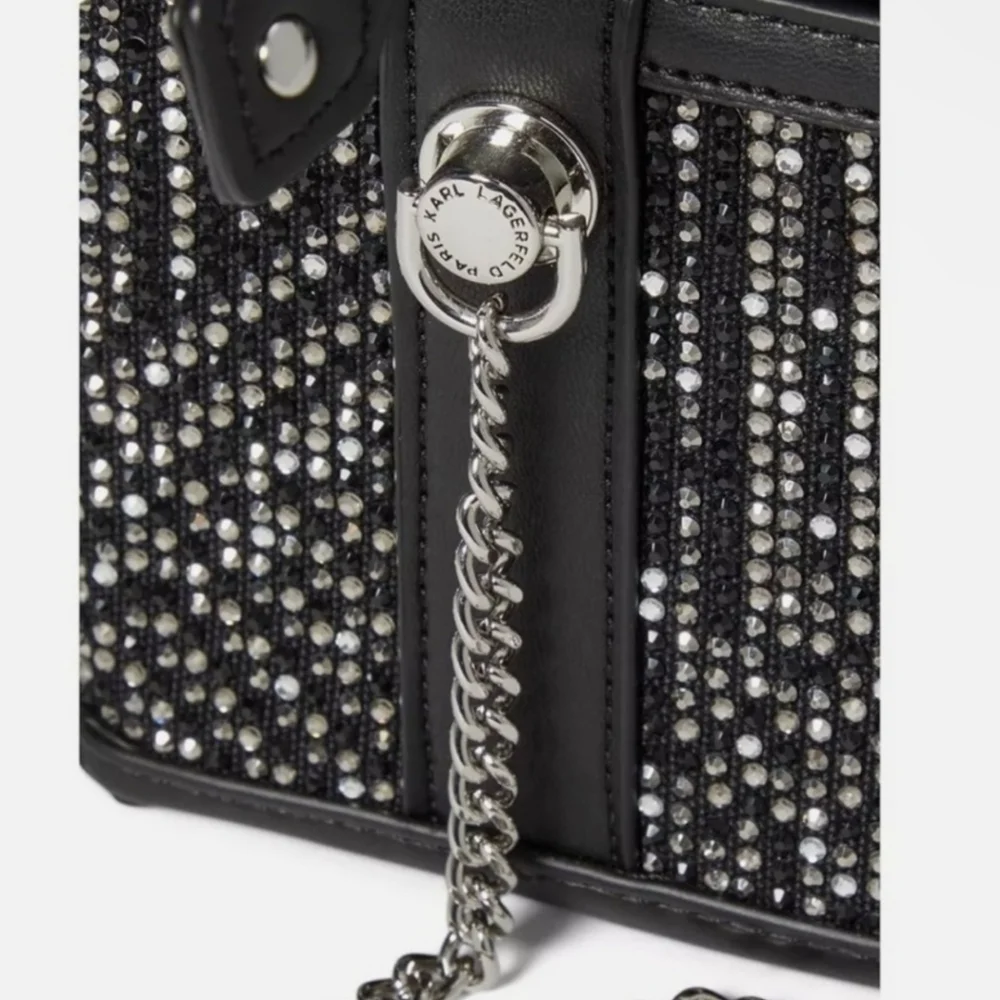 🔹️Karl Lagerfeld🔹️Ikon Small Crossbody Black PVC w/ Crystals Limited Edition
